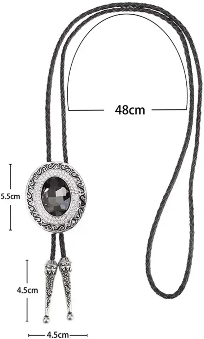Crystal Diamond-Shaped Bow Bolo Tie - Image 6