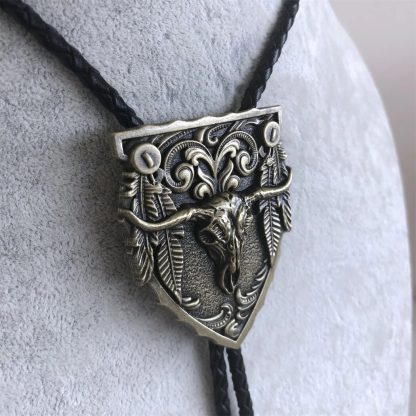 Antique-Like Longhorn Bull Bolo Tie - Image 2