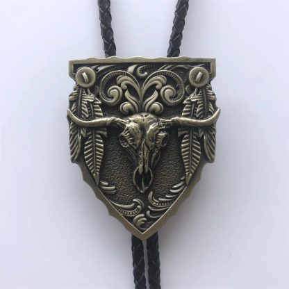 Antique-Like Longhorn Bull Bolo Tie