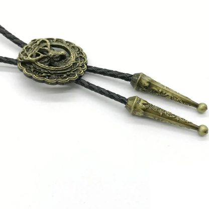 Round Western Cowboys Deer Bolo Tie - Image 4