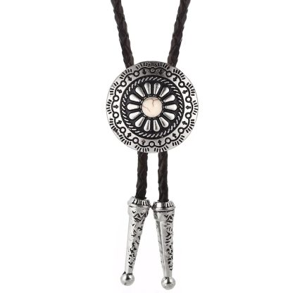 Metal Rustic Patterned Bolo Tie - Image 3