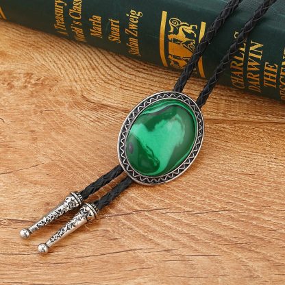 Green Stone-Like Bolo Tie - Image 2