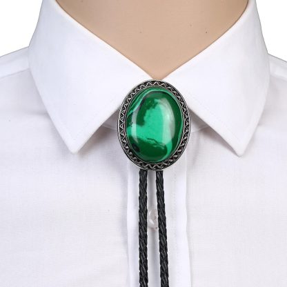 Green Stone-Like Bolo Tie