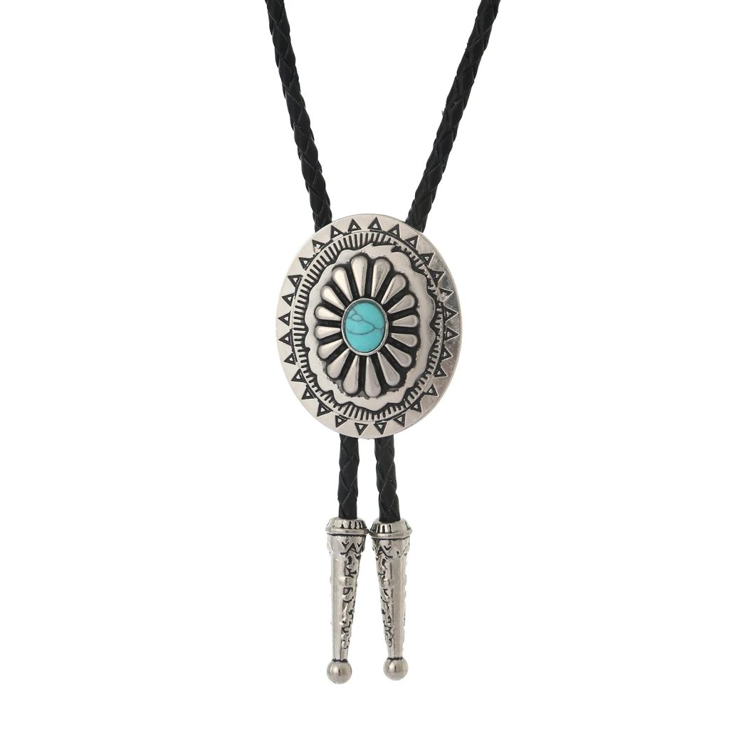 Bolo Tie Western Con Lettera J – Cravatta In Pelle Intrecciata Vintage Argento