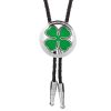 Green Clover Round Bolo Tie
