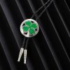 Green Clover Round Bolo Tie - Image 3