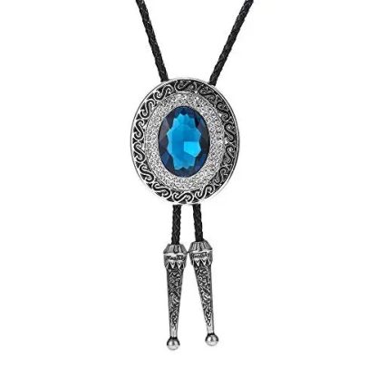 Crystal Diamond-Shaped Bow Bolo Tie