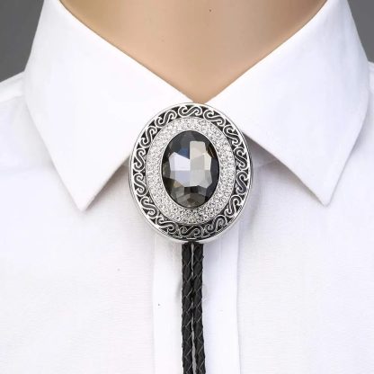 Crystal Diamond-Shaped Bow Bolo Tie - Image 2