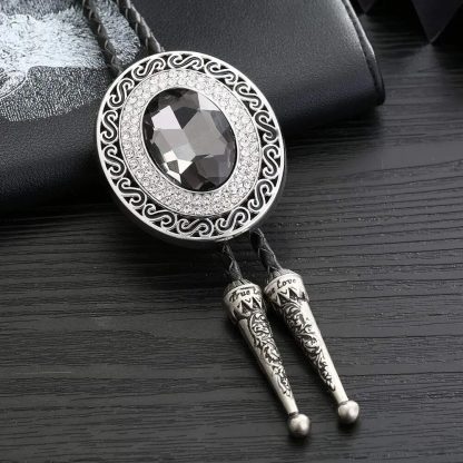 Crystal Diamond-Shaped Bow Bolo Tie - Image 3