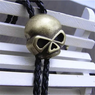 Retro Ghost Skull Head Bolo Tie