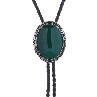 Oval Style Stone-Like Spiral Bolo Tie